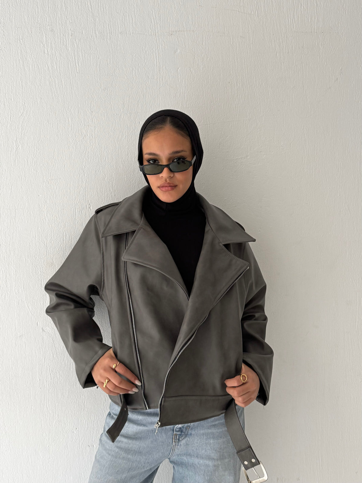 Dirty grey leather jacket