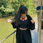 Black flowy set