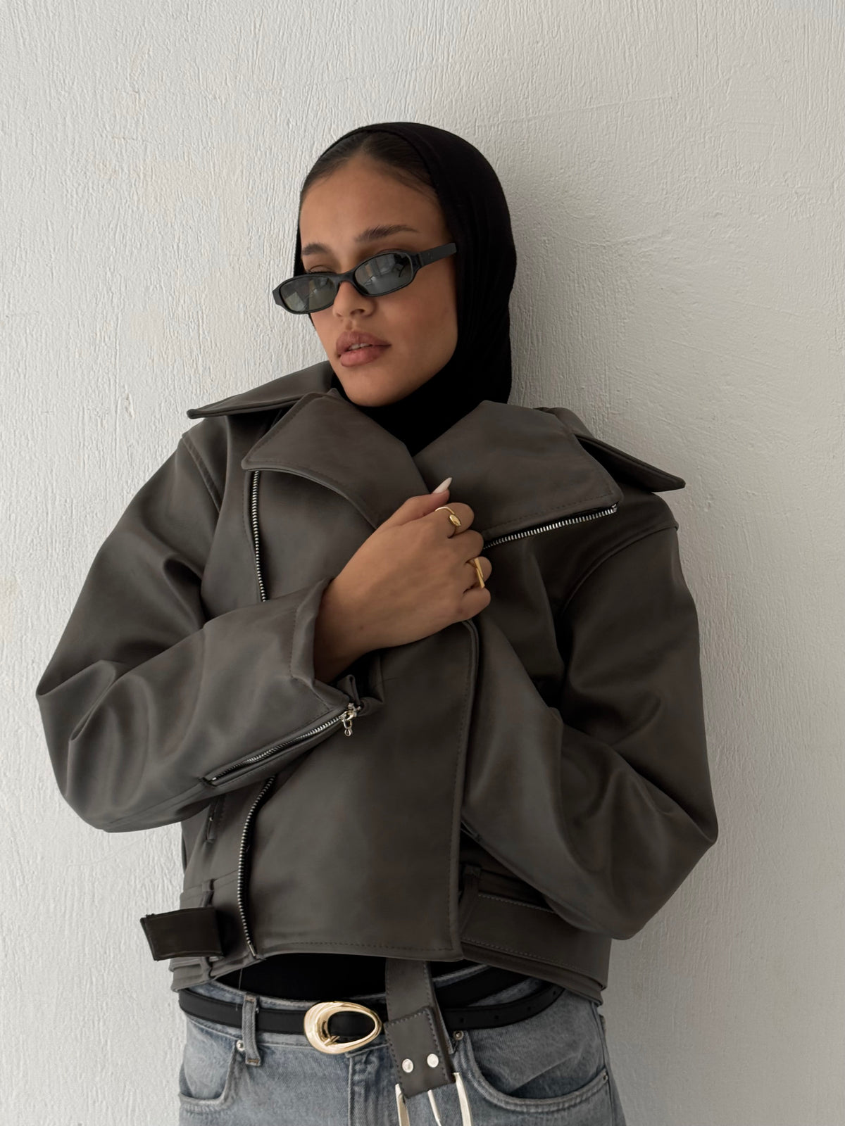 Dirty grey leather jacket
