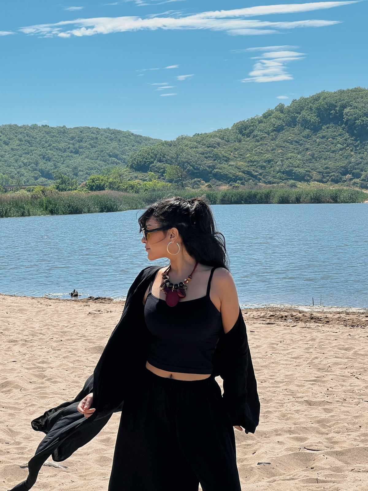 Black flowy set