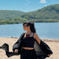 Black flowy set