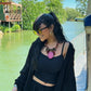 Black flowy set