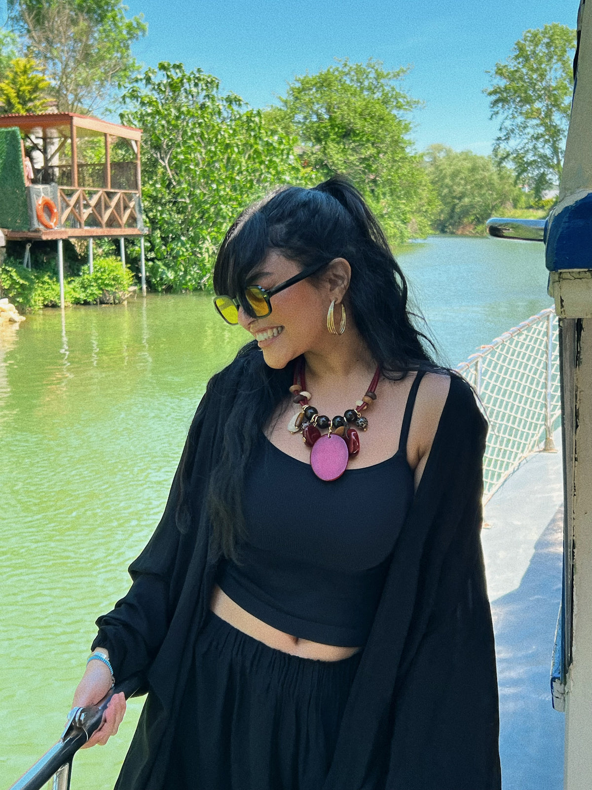 Black flowy set